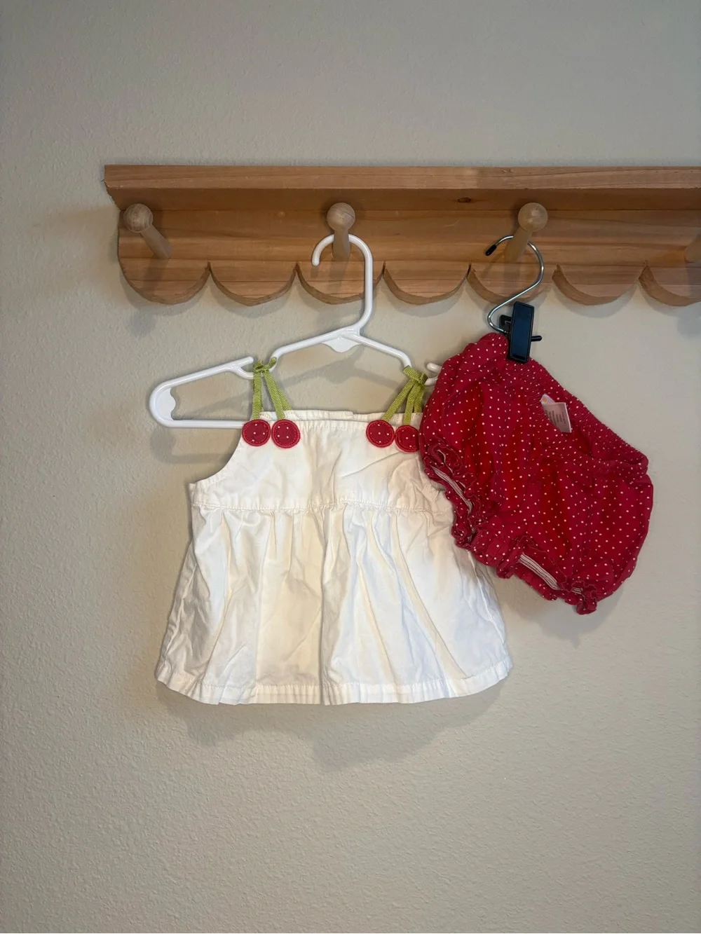 Gymboree White Sundress with Cherry Tie Straps and Red Polka Detail